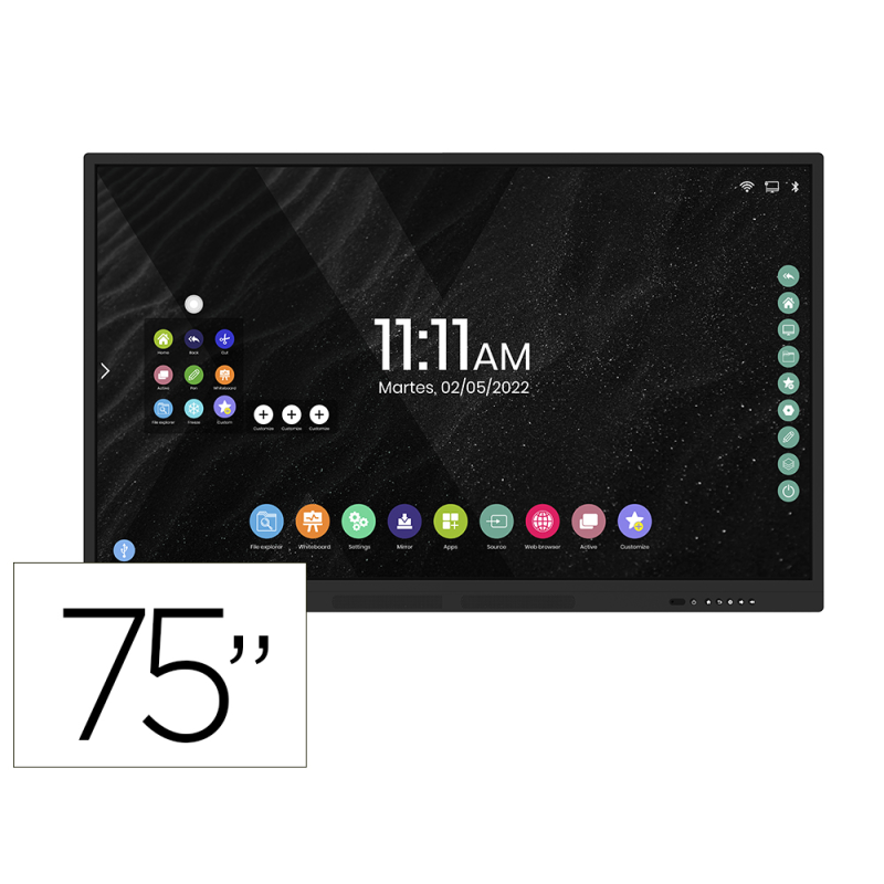 Pantalla interactiva rocada cristal templado 75/' multitactil wifi con altavoces usb thunderbolt