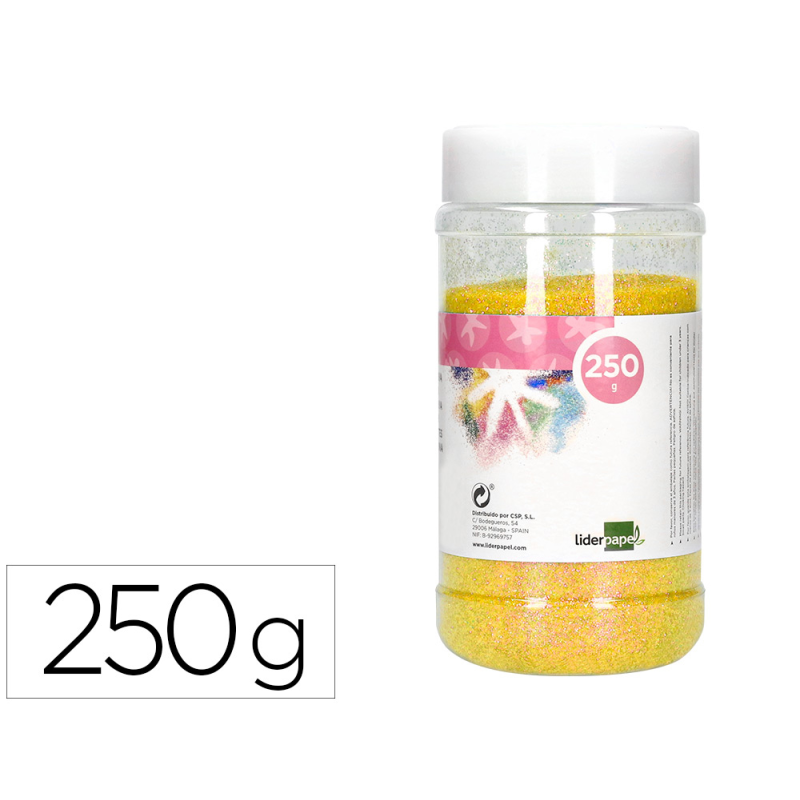 Purpurina liderpapel fantasia color metalico amarillo pastel bote de 250 gr