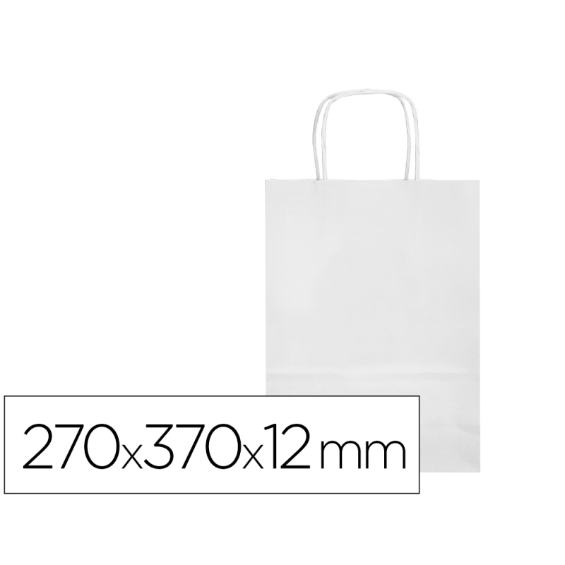 Bolsa papel q-connect celulosa blanco m con asa retorcida 270x370x120 mm