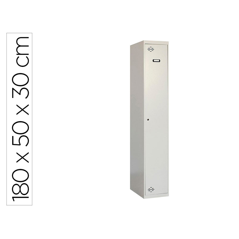 Taquilla metalica simonrack 1 puerta con cerradura montada respiradero y etiquetero gris/gris 1800x500x300 mm