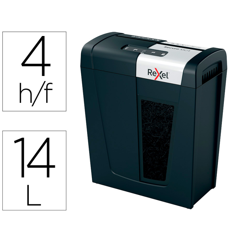 Destructora de documentos rexel secure mc4 capacidad 4 hojas micro corte destruye grapas y clips