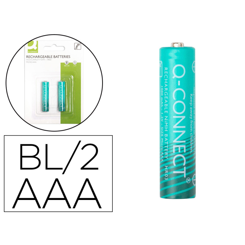 Pila q-connect alcalina aaa recargable blister de 2 unidades
