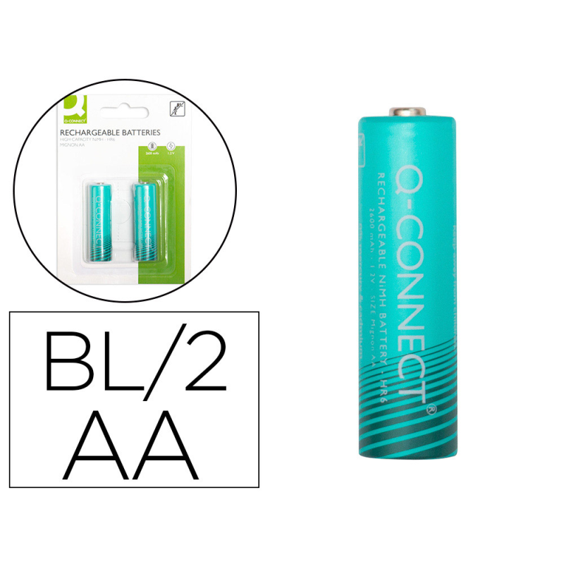 Pila q-connect alcalina aa recargable blister de 2 unidades