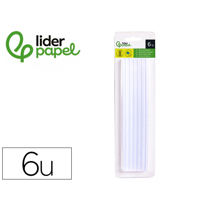Barra termofusible liderpapel de 11 mm de diametro x 200 mm de largo blister de 6 unidades