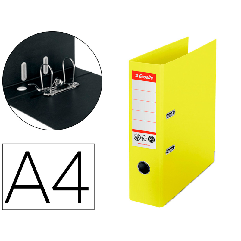 Archivador de palanca esselte n 1 co2 neutral din a4 carton forrado lomo 75 mm amarillo vivida