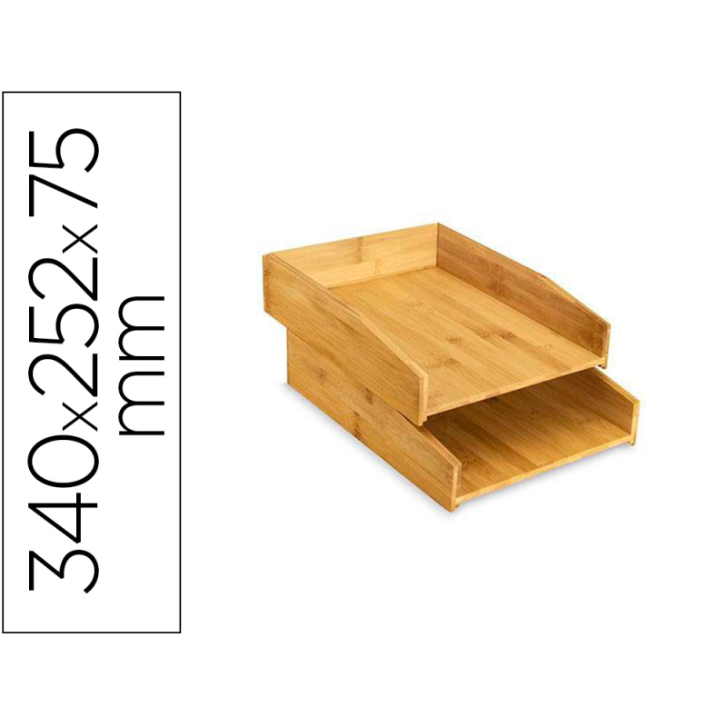 Bandeja sobremesa cep silva bambu lote de 2 unidades 340x252x75 mm