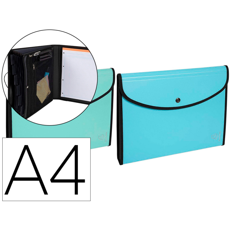 Carpeta exacompta aquarel clasificadora din a4 polipropileno 6 departamentos colores pastel surtidos