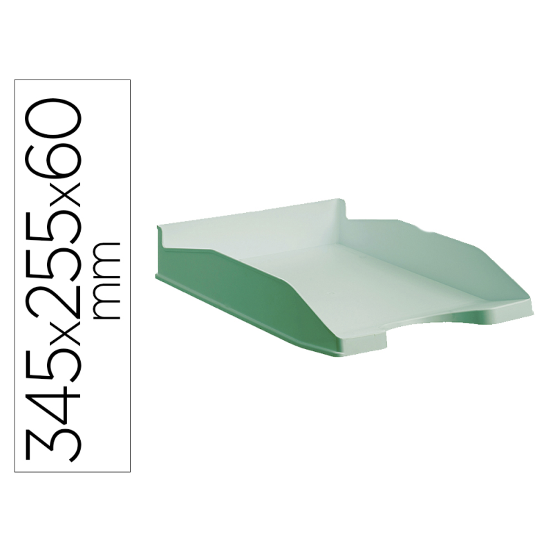 Bandeja sobremesa archivo 2000 antimicrobiana plastico apilable 3 posiciones din a4 y folio verde 345x255x60 mm