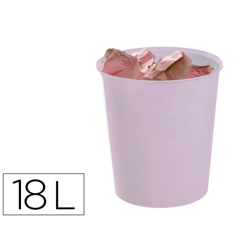 Papelera plastico archivo 2000 ecogreen 100% reciclada 18 litros color malva pastel 290x310 mm