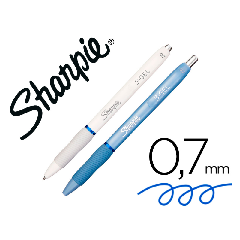 Boligrafo sharpie fashion retractil tinta gel azul 0,7 mm color azul hielo y blanco