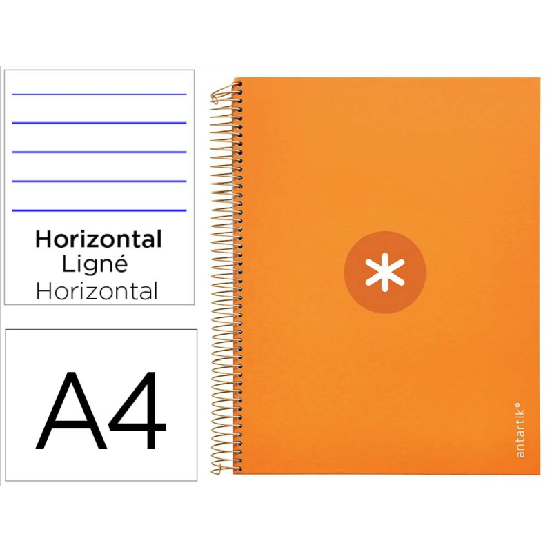Cuaderno espiral a4 micro antartik tapa forrada 120h 90 gr horizontal 5 bandas 4 taladros color mostaza
