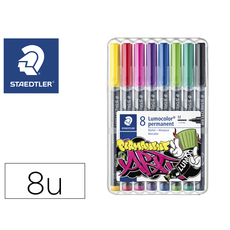 Rotulador staedtler lumocolor permanente art estuche de 8 unidades colores surtidos