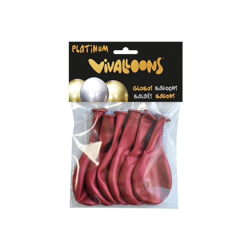 Globo 100% latex biodegradable rojo medianoche blister de 6 unidades
