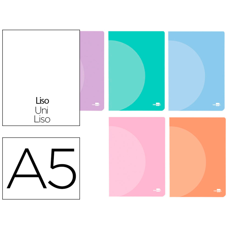 Libreta liderpapel 360 tapa de plastico a5 48 hojas 90gr liso sin margen colores pastel surtidos