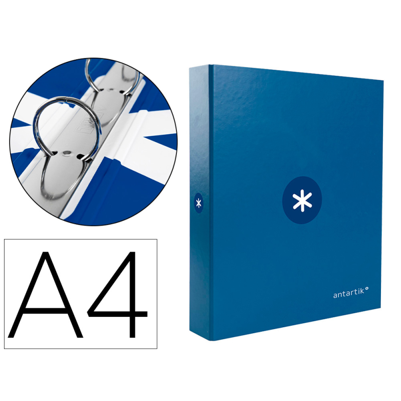 Carpeta antartik a4 forrada 4 anillas 25 mm redondas color azul marino