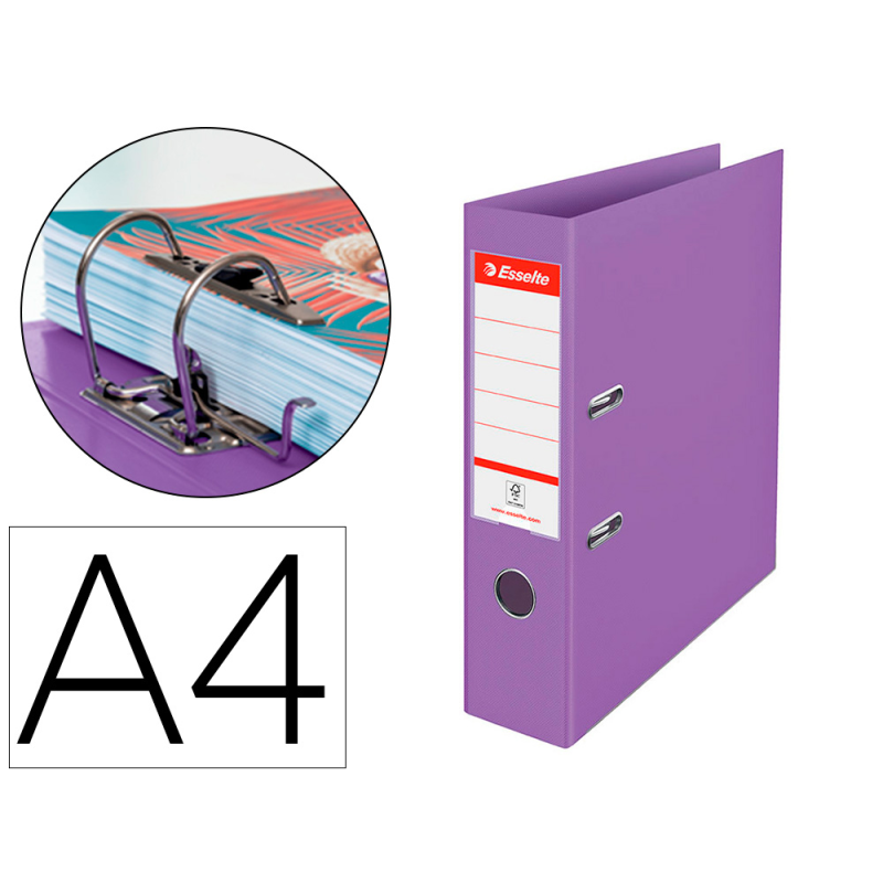 Archivador de palanca esselte colour breeze carton forrado pvc din a4 lomo 75 mm color malva