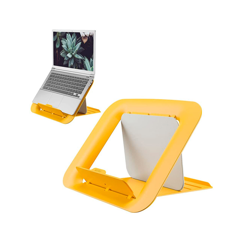 Soporte para portatil leitz ergo cosy ajustable 4 alturas color amarillo 310x50x247 mm