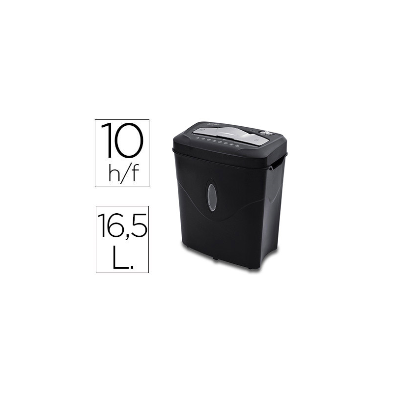 Destructora de documentos q-connect kf17974 capacidad de corte 10 h destruye grapas clips y tarjetas papelera 16,5
