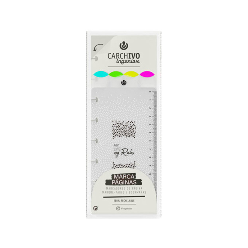 Marcapaginas carchivo ingeniox polipropileno transparente/neon 4 posiciones