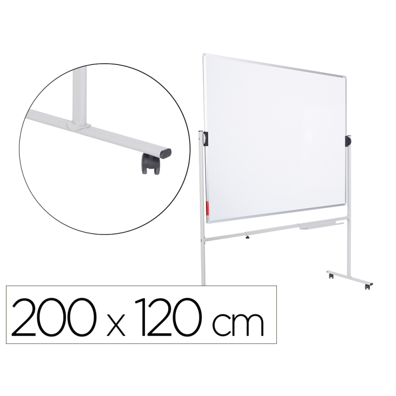Pizarra blanca rocada volteable doble cara magnetica acero lacado 200x120 cm