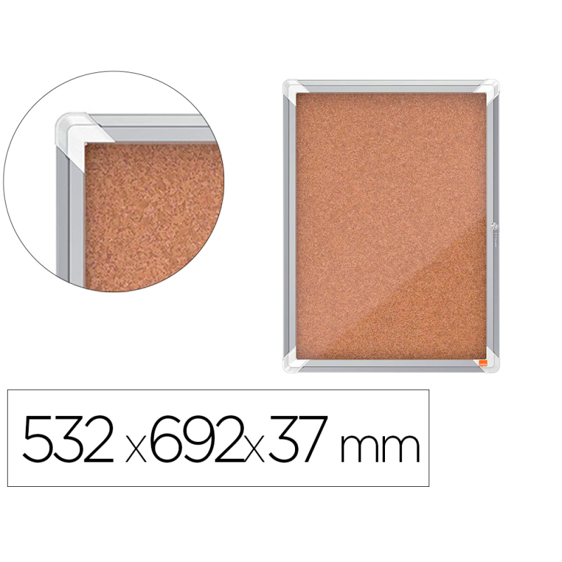 Vitrina de anuncios nobo premium plus corcho 4 x din a4 532x692x37 mm