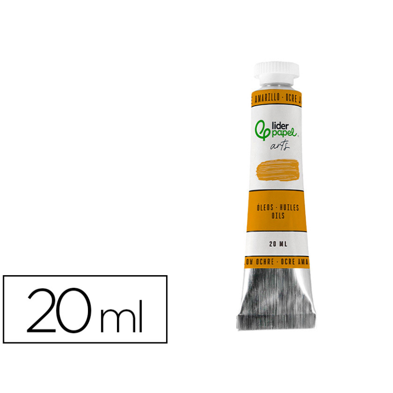 Pintura al oleo liderpapel tubo de aluminio de 20 ml color ocre amarillo