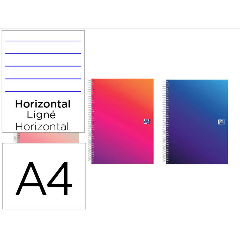 Cuaderno espiral oxford europeanbook 5 tapa extradura din a4+ 120 hojas horizontal kangoo gradient