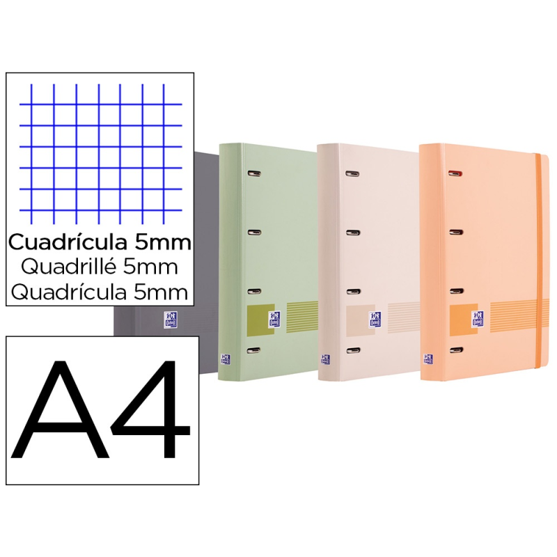 Carpeta 4 anillas oxford europeanbinder tapa extradura din a4 + recambio 120h cuadro 5 mm boreal + indices