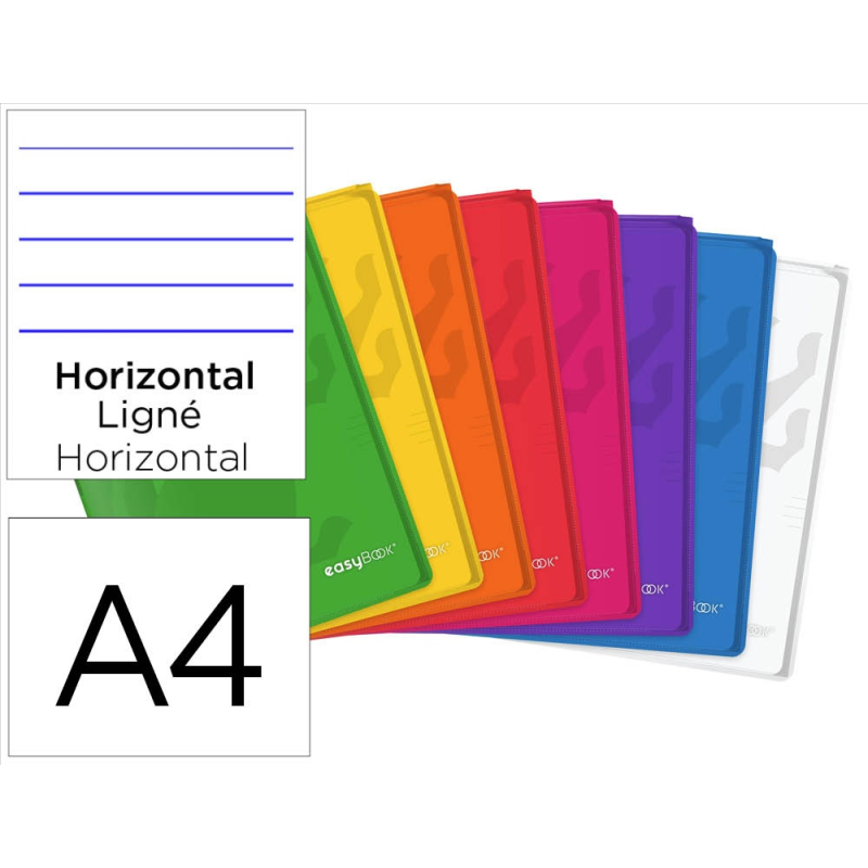 Libreta escolar oxford easybook tapa plastico din a4 48 hojas horizontal colores surtidos