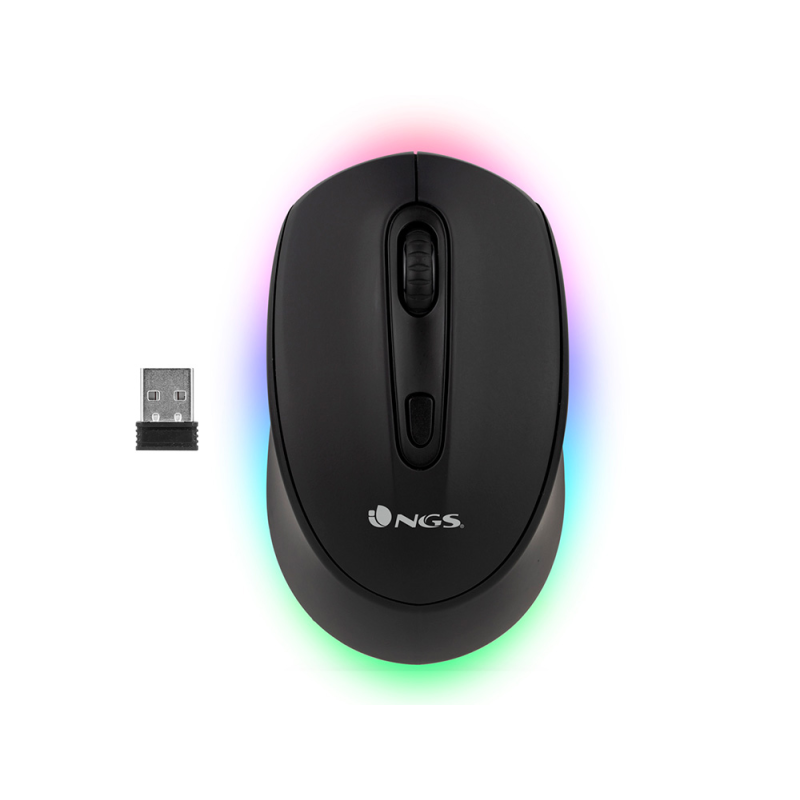 Raton ngs smog optico 1000/1600/2400 dpi inalambrico 3 botones receptor usb 2,4 ghz 15 modos