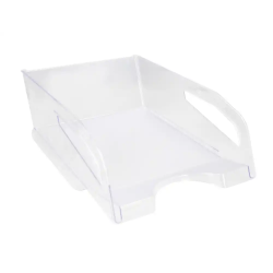 Bandeja sobremesa plastico q-connect gran capacidad con asa transparente 386x270x115mm