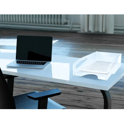 Bandeja sobremesa plastico q-connect gran capacidad con asa transparente 386x270x115mm