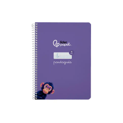 Cuaderno espiral liderpapel a5 pautaguia tapa blanda 40h 75gr cuadro pautado 4mm color lila