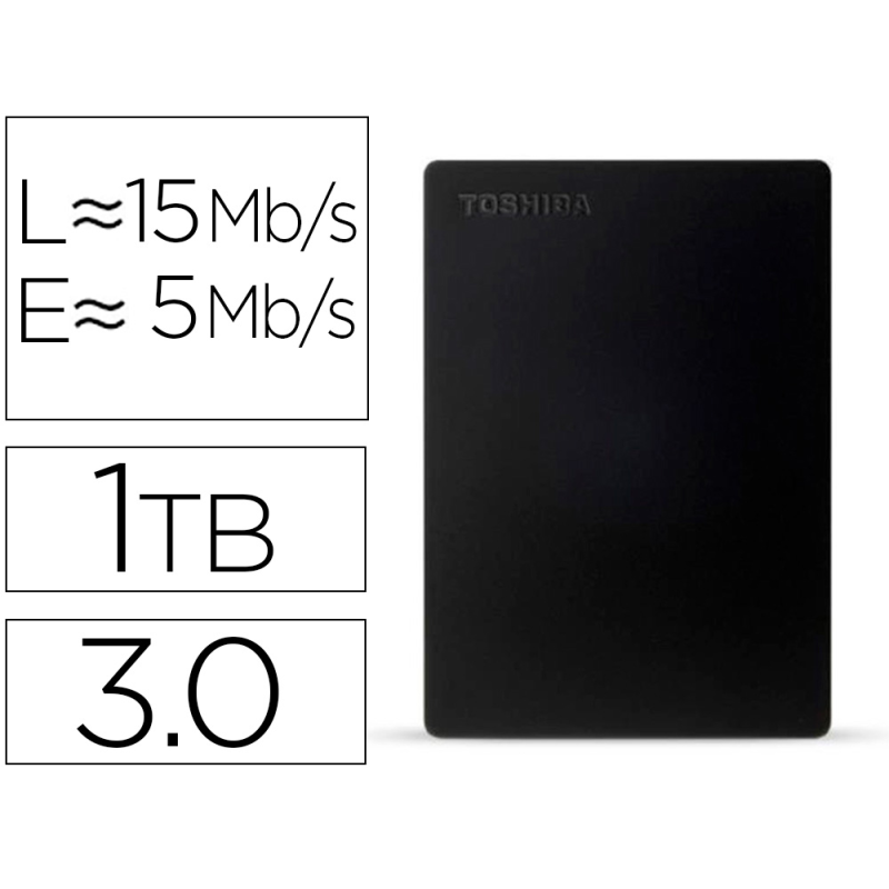 Disco duro externo toshiba canvio slim hdd 2,50/' 5.000 mbit/s usb 3.0 1 tb color negro