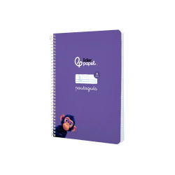 Cuaderno espiral liderpapel a5 pautaguia tapa blanda 40h 75gr cuadro pautado 4mm color lila