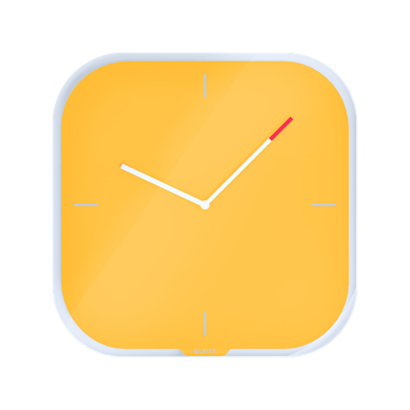 Reloj leitz cosy de pared silencioso cristal 30x30 cm amarillo