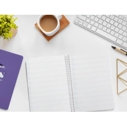 Cuaderno espiral liderpapel a5 pautaguia tapa blanda 40h 75gr cuadro pautado 4mm color lila