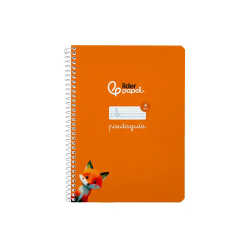 Cuaderno espiral liderpapel a5 pautaguia tapa blanda 40h 75gr cuadro pautado 4mm color naranja