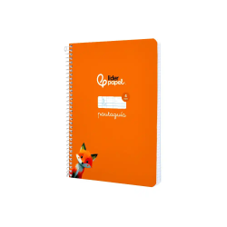 Cuaderno espiral liderpapel a5 pautaguia tapa blanda 40h 75gr cuadro pautado 4mm color naranja