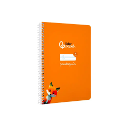 Cuaderno espiral liderpapel a5 pautaguia tapa blanda 40h 75gr cuadro pautado 4mm color naranja