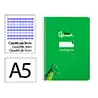Cuaderno espiral liderpapel a5 pautaguia tapa dura 80h 90 gr cuadro pautado 3mm color verde