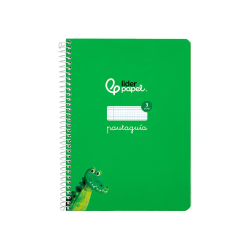 Cuaderno espiral liderpapel a5 pautaguia tapa dura 80h 90 gr cuadro pautado 3mm color verde