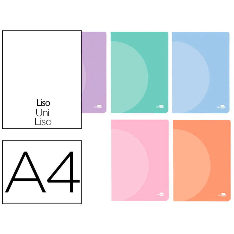 Libreta liderpapel 360 tapa de plastico a4 48 hojas 90gr liso sin margen colores pastel surtidos