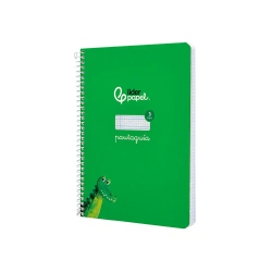Cuaderno espiral liderpapel a5 pautaguia tapa dura 80h 90 gr cuadro pautado 3mm color verde