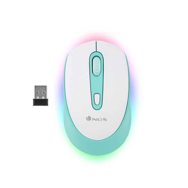 Raton ngs smog optico 1000/1600/2400 dpi inalambrico 3 botones receptor usb 2,4 ghz luces