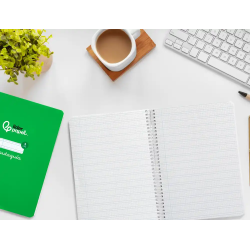 Cuaderno espiral liderpapel a5 pautaguia tapa dura 80h 90 gr cuadro pautado 3mm color verde
