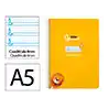 Cuaderno espiral liderpapel a5 pautaguia tapa dura 80h 90gr cuadro pautado 4mm color amarillo