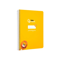 Cuaderno espiral liderpapel a5 pautaguia tapa dura 80h 90gr cuadro pautado 4mm color amarillo