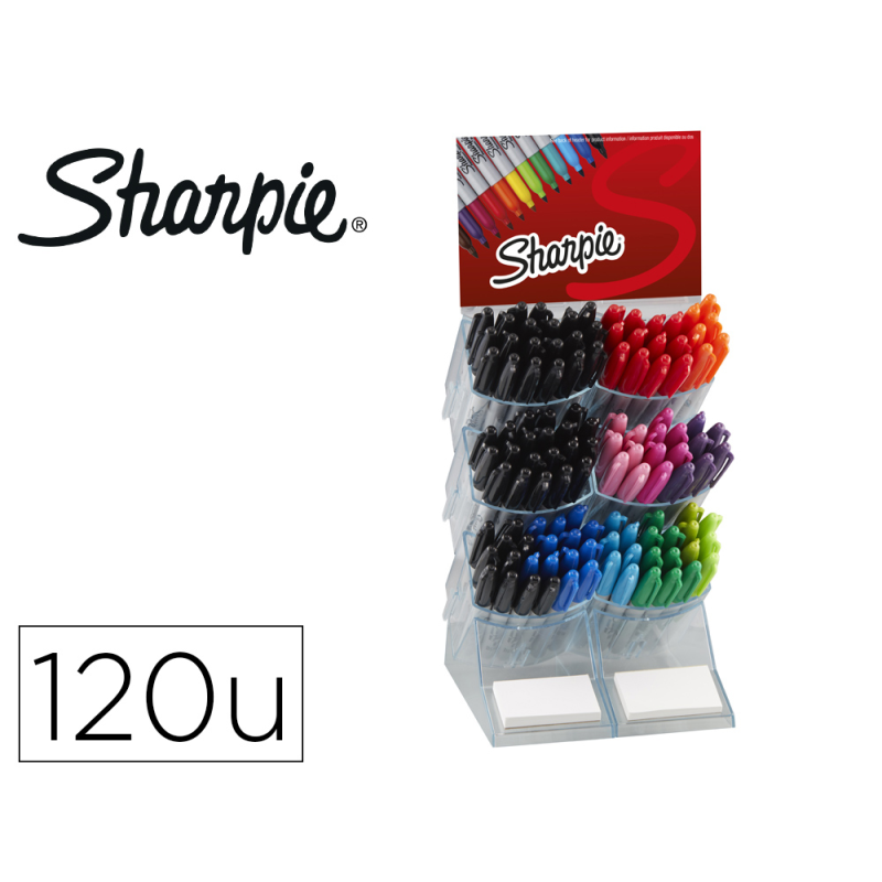 Rotulador sharpie fine expositor sobremesa de 120 unidades colores surtidos