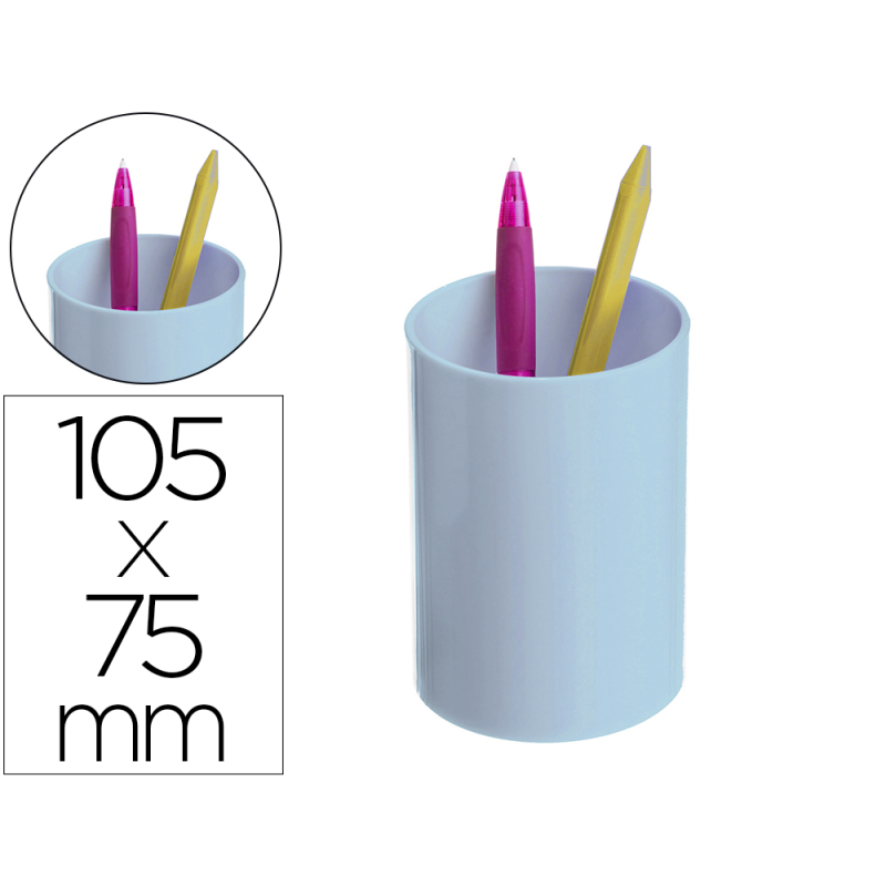 Cubilete portalapices archivo 2000 azul pastel opaco plastico 100% reciclado diametro 75 mm alto 105 mm